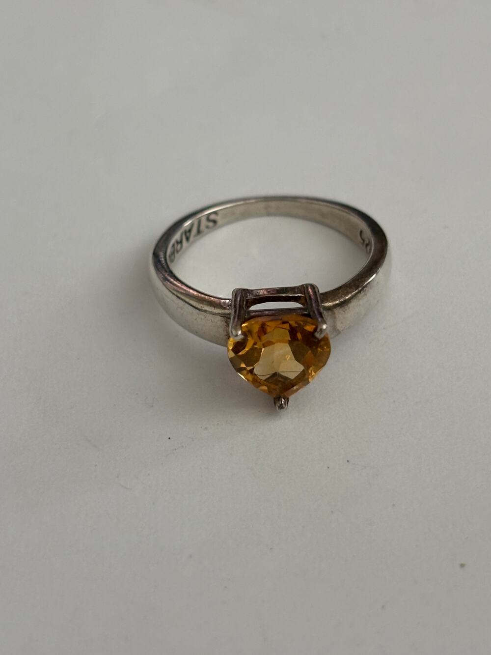 Starborn Sterling Silver Heart Shaped Citrine Ring